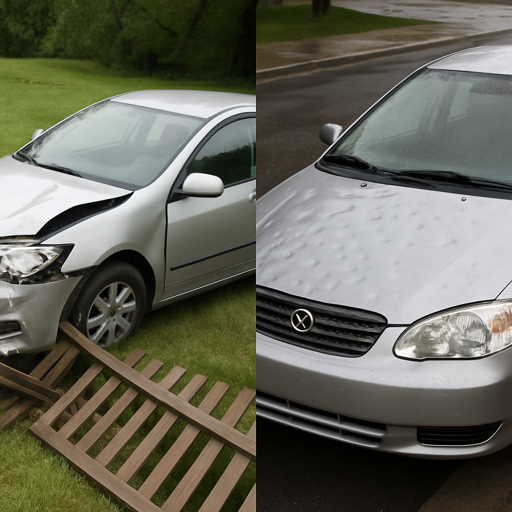 car with damage that can be covered with auto insurance 